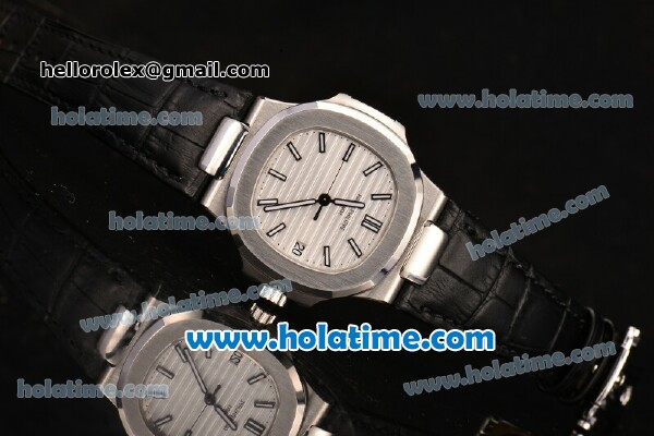 Patek Philippe Nautilus Swiss ETA 2824 Automatic Steel Case with Stick Markers and White Dial - 1:1 Original (ZF) - Click Image to Close
